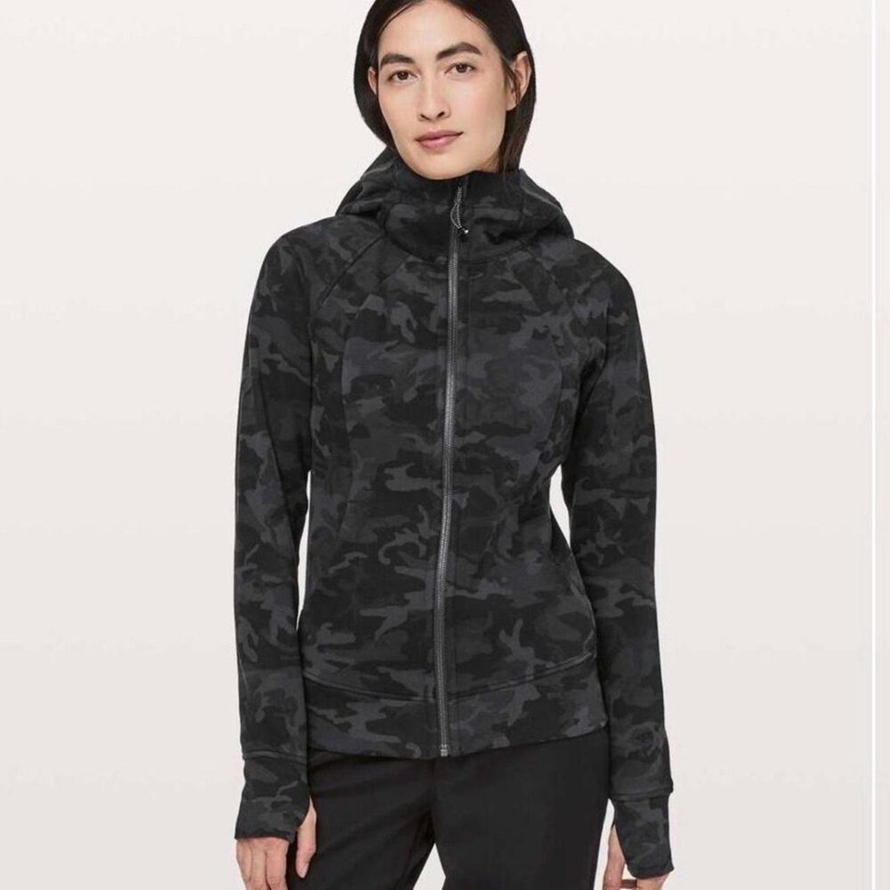 LULULEMON Scuba Hoodie IV/Hooded Sweatshirt Black Camo Women's Size 12